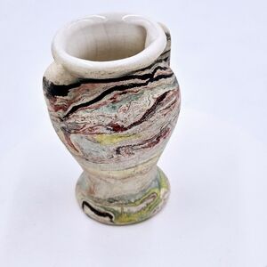 Nemadji Miniature Art Pottery Vase Multi-Color Swirl 3 1/4 inches